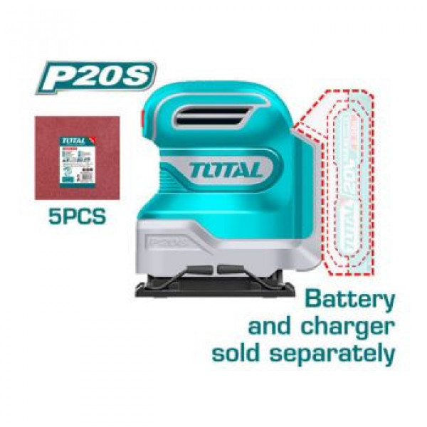 Máy chà nhám vuông dùng pin Lithium- Ion 20V (không kèm pin & sạc) TOTAL TSHSLI2014