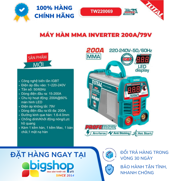 Máy hàn MMA Inverter 200A/79V TOTAL TW220069