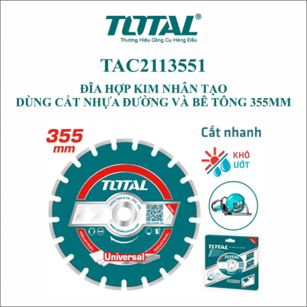 Đĩa hợp kim nhân tạo dùng cắt nhựa đường và bê tông TOTAL TAC2113551