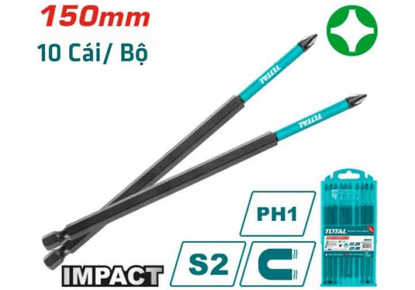 Bộ 10 mũi bắt vít PH1x150mm TOTAL TACIM16PH163