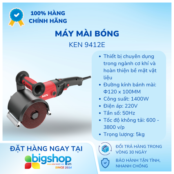 Máy mài bóng KEN 9412E (CS 1400W, bánh mài 120x100mm)