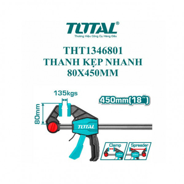 Thanh kẹp nhanh 80*450mm TOTAL THT1346801