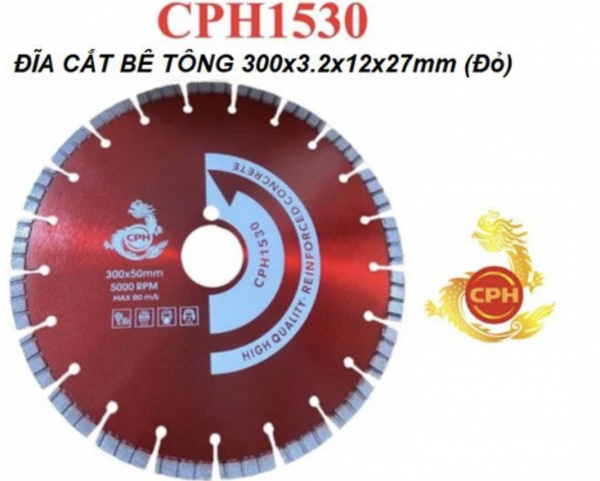 Đĩa cắt bê tông CPH màu đỏ CPH1530 (300x3.2x12x27mm)