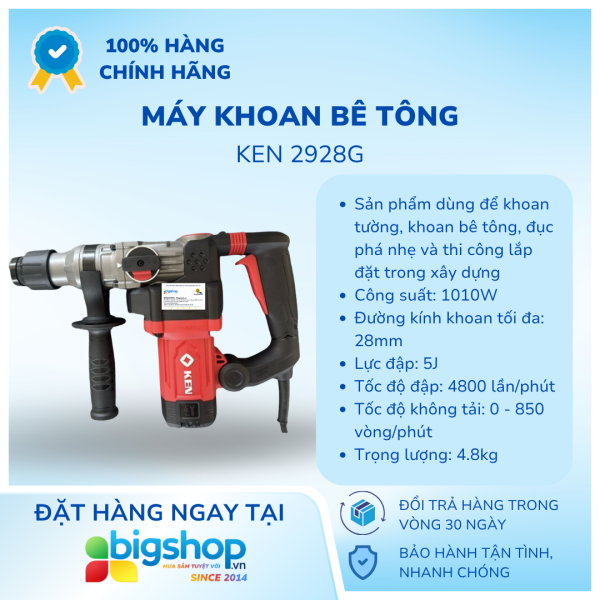 Máy khoan bê tông 28mm KEN 2928G (Công suất 1010W)