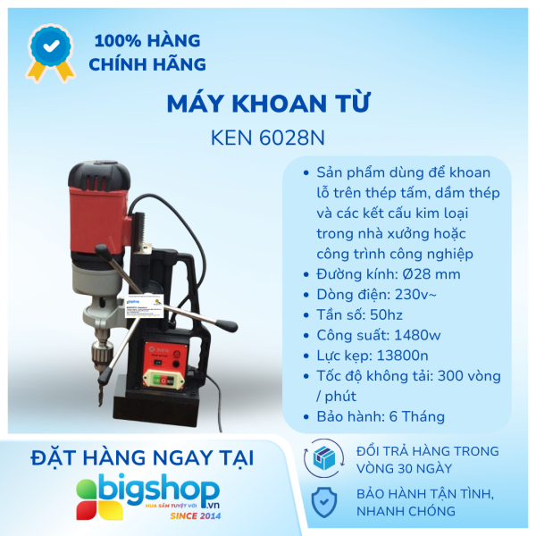Máy khoan từ 28mm KEN 6028N (Công suất 1480W)