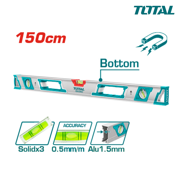 Thước thủy kèm theo nam châm hút 150cm TOTAL TMT215086M