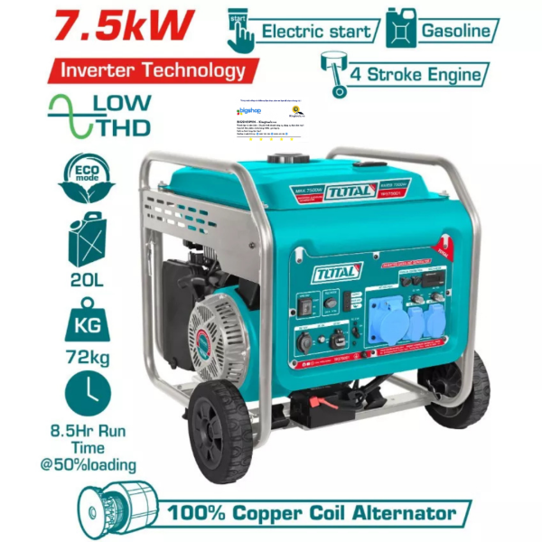 Máy phát điện dùng xăng biến tần 7.5KW TOTAL TP375001
