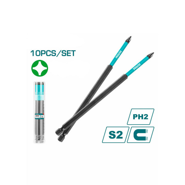 Bộ 10 mũi bắt vít PH2x250mm TOTAL TACIM16PH2103