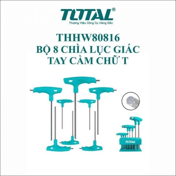 Bộ 8 chìa lục giác tay cầm chữ T TOTAL THHW80816