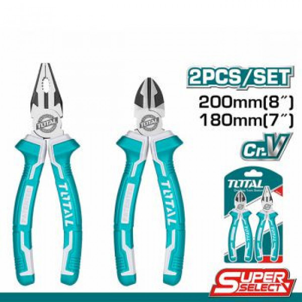 Bộ 2 kềm răng 8 inch và kềm cắt 7 inch TOTAL THT2K0205