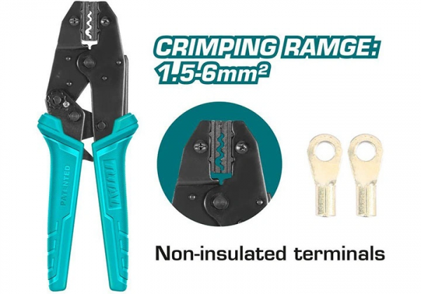 Kềm bấm cos đầu dây không cách điện AWG16-10 TOTAL THCPL1506