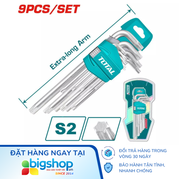 Bộ lục giác bông dài 9 chi tiết TOTAL THT106391 (T10-T50)