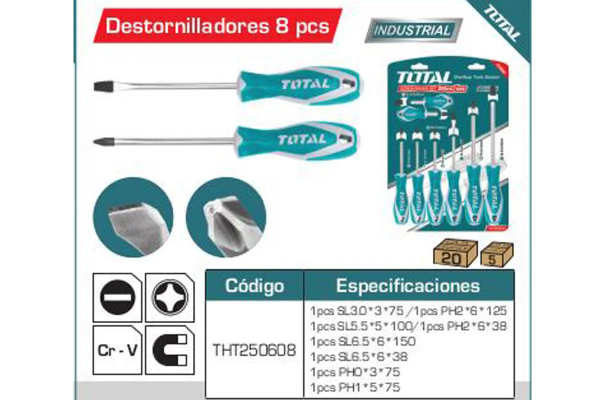 Bộ 8 tua vít TOTAL THT250608