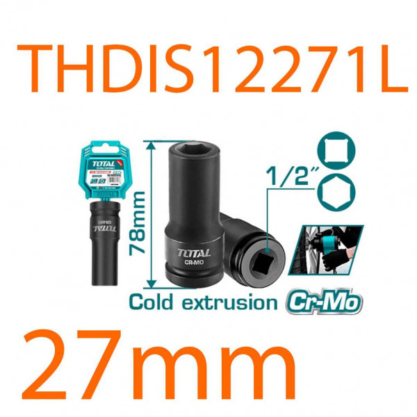 Đầu tuýp tác động sâu 1/2 inch 27mm TOTAL THDIS12271L