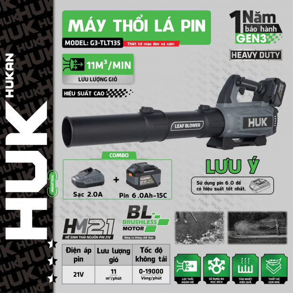 Máy thổi lá dùng pin (GEN 3) HUK G3-TLT135