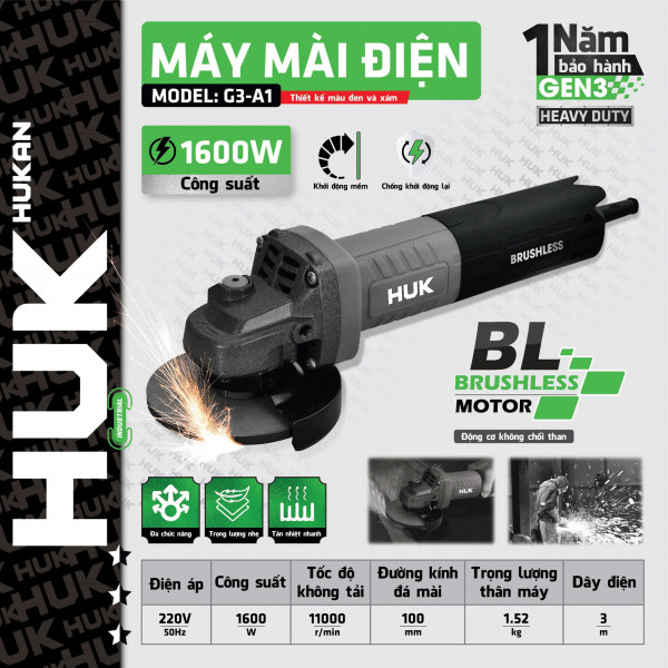 Máy mài công tác đuôi cs1600W HUK G3-A1 