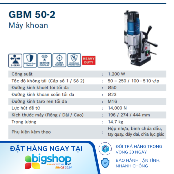 Máy khoan từ Bosch GBM 50-2 (Công suất 1200W)