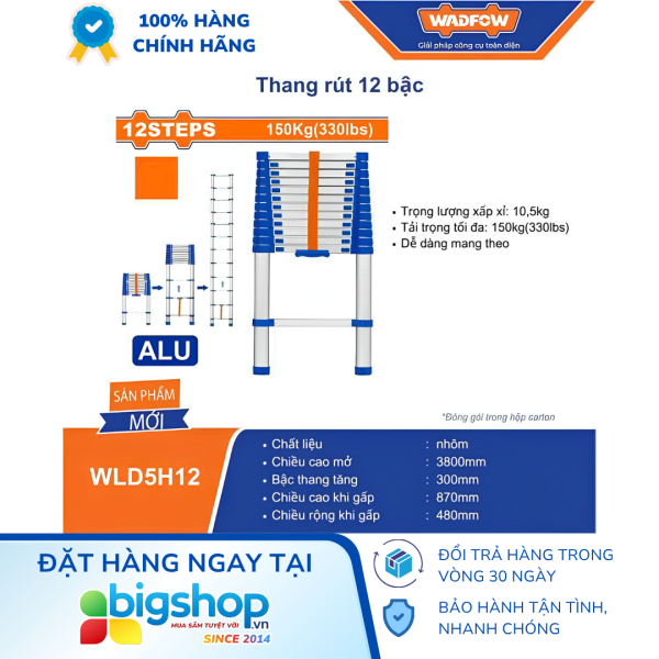 Thang rút 12 bậc WADFOW WLD5H12 (3.8m)