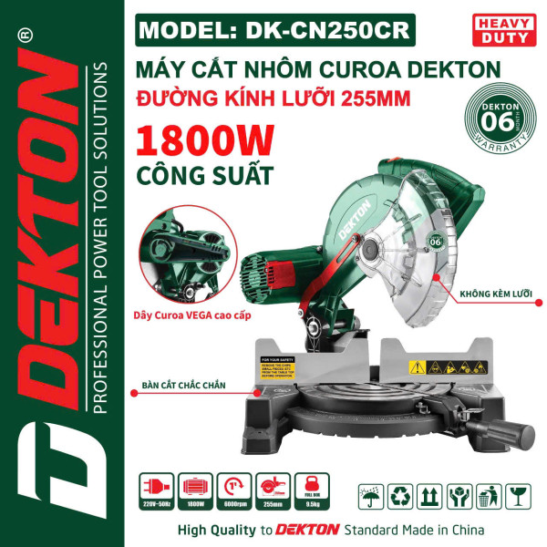 Máy cắt nhôm Dekton DK-CN250CR cs 1800W, 255mm