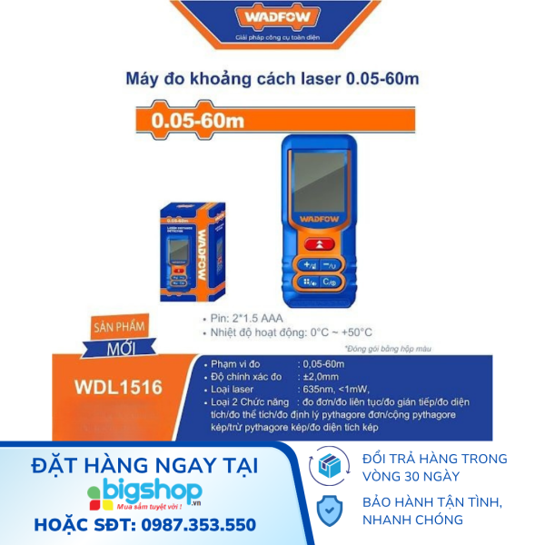 Máy đo khoảng cách laser 0.05- 60m WADFOW WDL1516