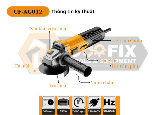 Máy mài góc Coofix CF-AG012 công tắc hông 750W