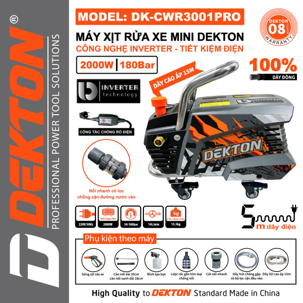 Máy Rửa Xe DEKTON DK-CWR3001PRO – Công Nghệ INVERTER