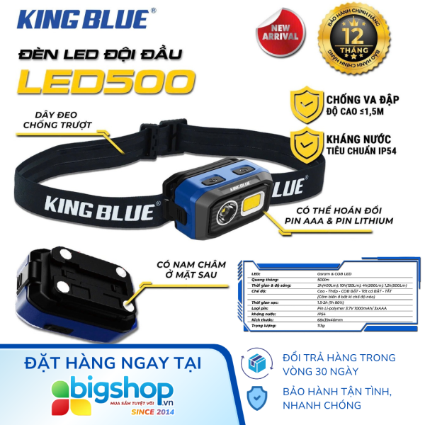 Đèn LED đội đầu KINGBLUE LED500 (Độ sáng 500 Lm)