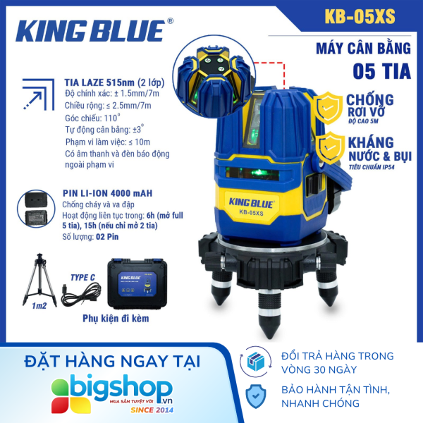 Máy cân bằng laser KINGBLUE KB-05XS (5 tia xanh)