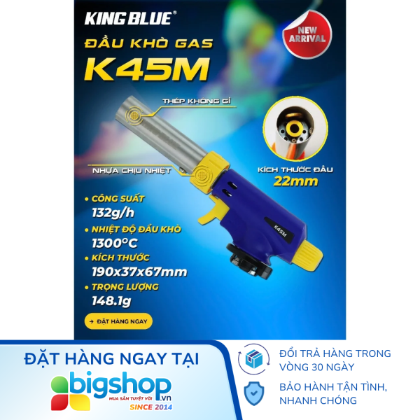 Đầu khò ga KINGBLUE K45M (Đầu 22mm)