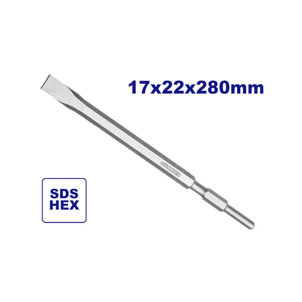 Mũi đục dẹp đuôi gài EMTOP ECHS072822 - 17x280x22mm, chân 6 cạnh