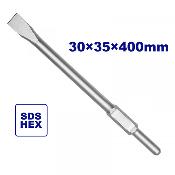 Mũi đục dẹp đuôi gài EMTOP ECHS034352 - 30x400x35mm, chân 6 cạnh