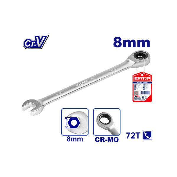 Cờ lê vòng miệng 8 mm EMTOP ECSPAR081