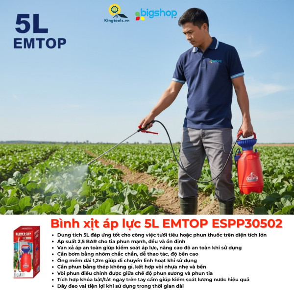 Bình xịt áp lực 5L EMTOP ESPP30502