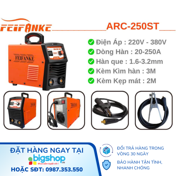 Máy hàn que điện tử FEIFANKE ARC-250ST hàn que 1.6 đến 3.2mm