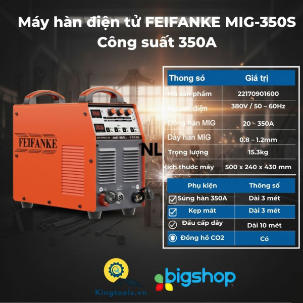 Máy hàn điện tử FEIFANKE MIG-350S công suất lớn 350A, điện áp 380V
