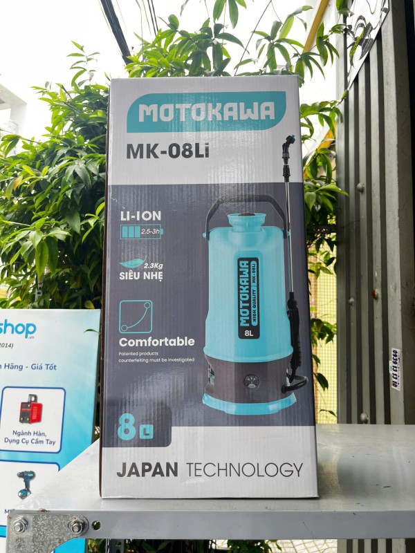 Bình xịt điện mini 8 lít MOTOKAWA MK-08Li pin Lithium 12V-2.6AH chính hãng