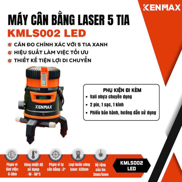 Máy cân bằng Laser 5 tia xanh cao cấp KENMAX KMLS002 LED (không kèm chân)