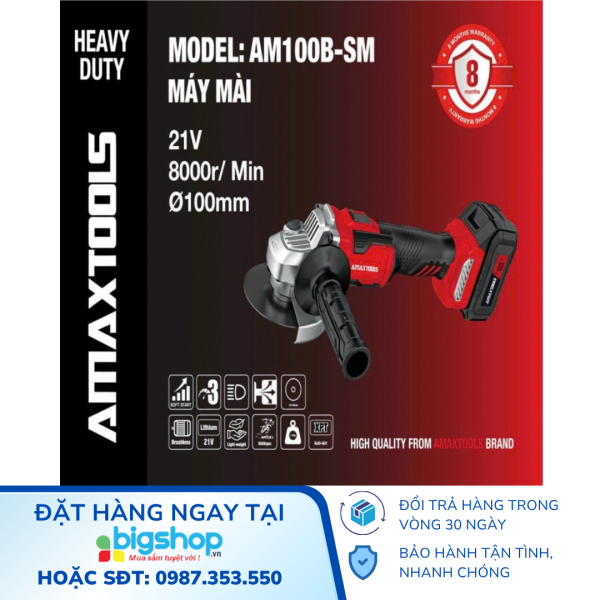 Máy mài góc dùng pin 21V Amaxtools AM100B-SM, không chổi than (Thân máy)