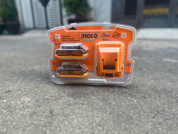 Bộ combo 2 pin 2.0Ah và 1 sạc INGCO FBCPK1222 chính hãng