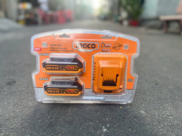 Bộ combo 2 pin 2.0Ah và 1 sạc INGCO FBCPK1222 chính hãng