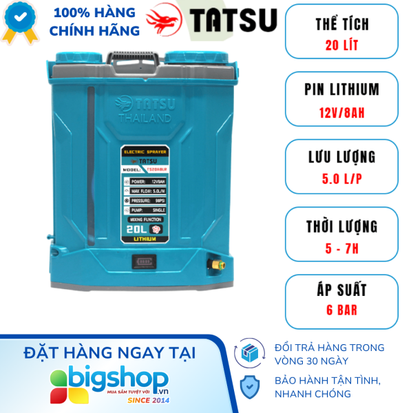 Bình xịt điện 12V/8AH TATSU TS20A8LR (20L, bơm đôi, có đảo thuốc)