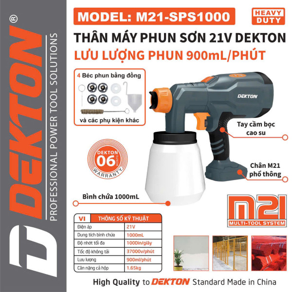 Máy phun sơn 21V DEKTON M21-SPS1000