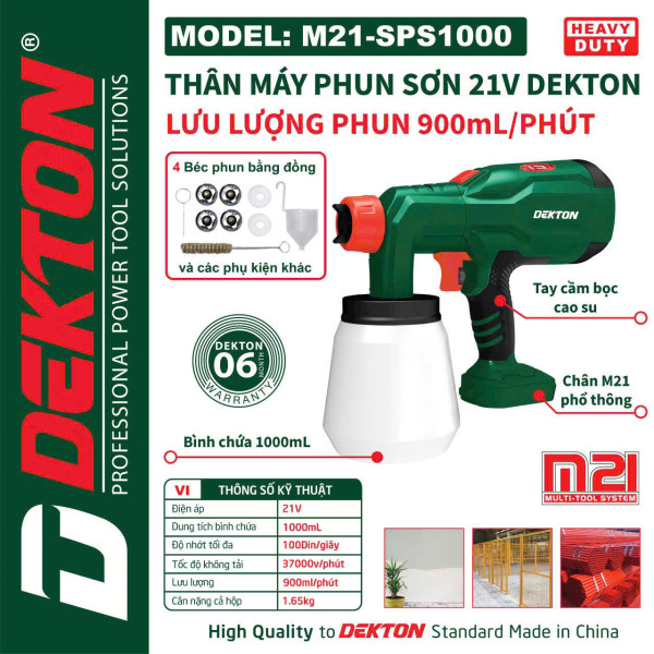 Máy phun sơn 21V DEKTON M21-SPS1000