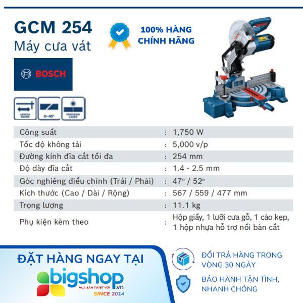 Máy cưa vát đa góc BOSCH GCM 254 (CS 1750W)