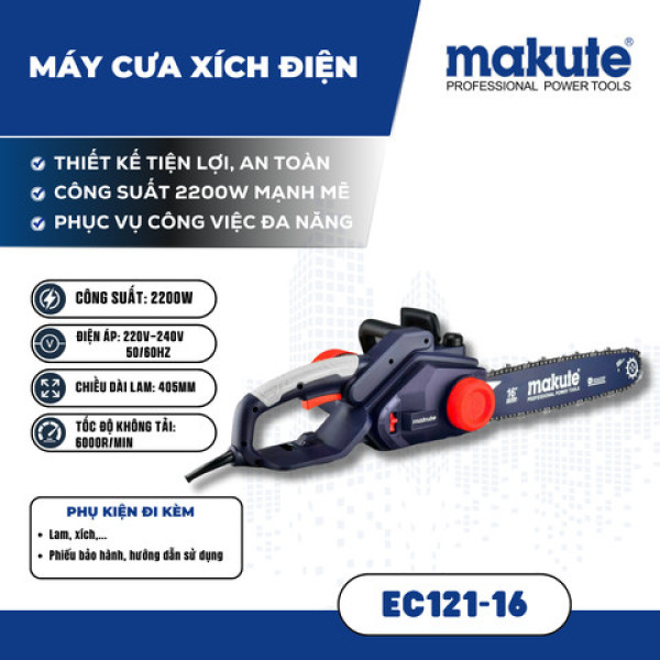 Máy cưa xích điện 16 inch 2200W Makute EC121-16