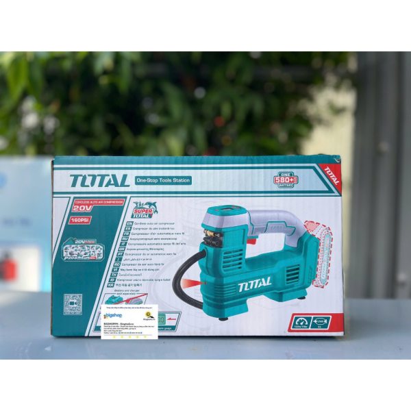 Máy bơm hơi dùng pin 20V hoặc dùng tẩu TOTAL TACLI2012 (Áp suất 160 PSI)
