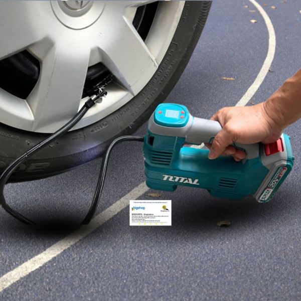 Máy bơm hơi dùng pin 20V hoặc dùng tẩu TOTAL TACLI2012 (Áp suất 160 PSI)