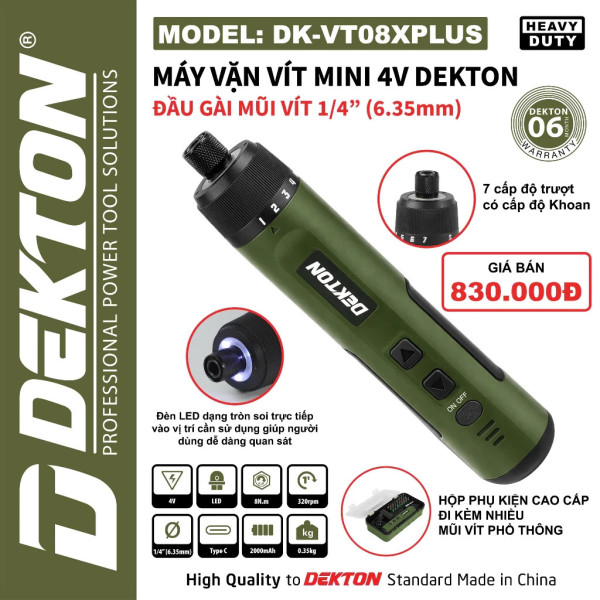 Máy Vặn Vít Mini 4V Dekton DK-VT08XPLUS