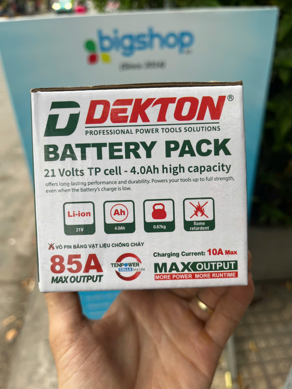 Pin 21V-4.0AH- DEKTON vỏ chống cháy, dòng xả cao - M21-B4015PLUS, 85A