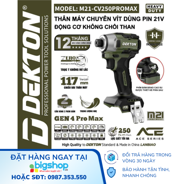 Máy chuyên vặn siết vít Dekton M21-CV250PROMAX
